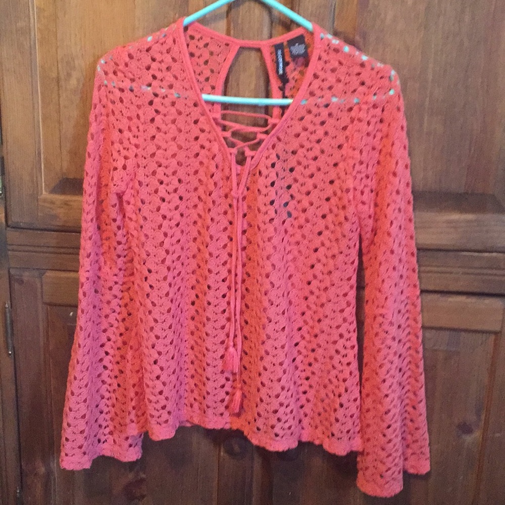 NWT Macy’s No Comment Crocheted Bell Slv Top - Picture 8 of 13